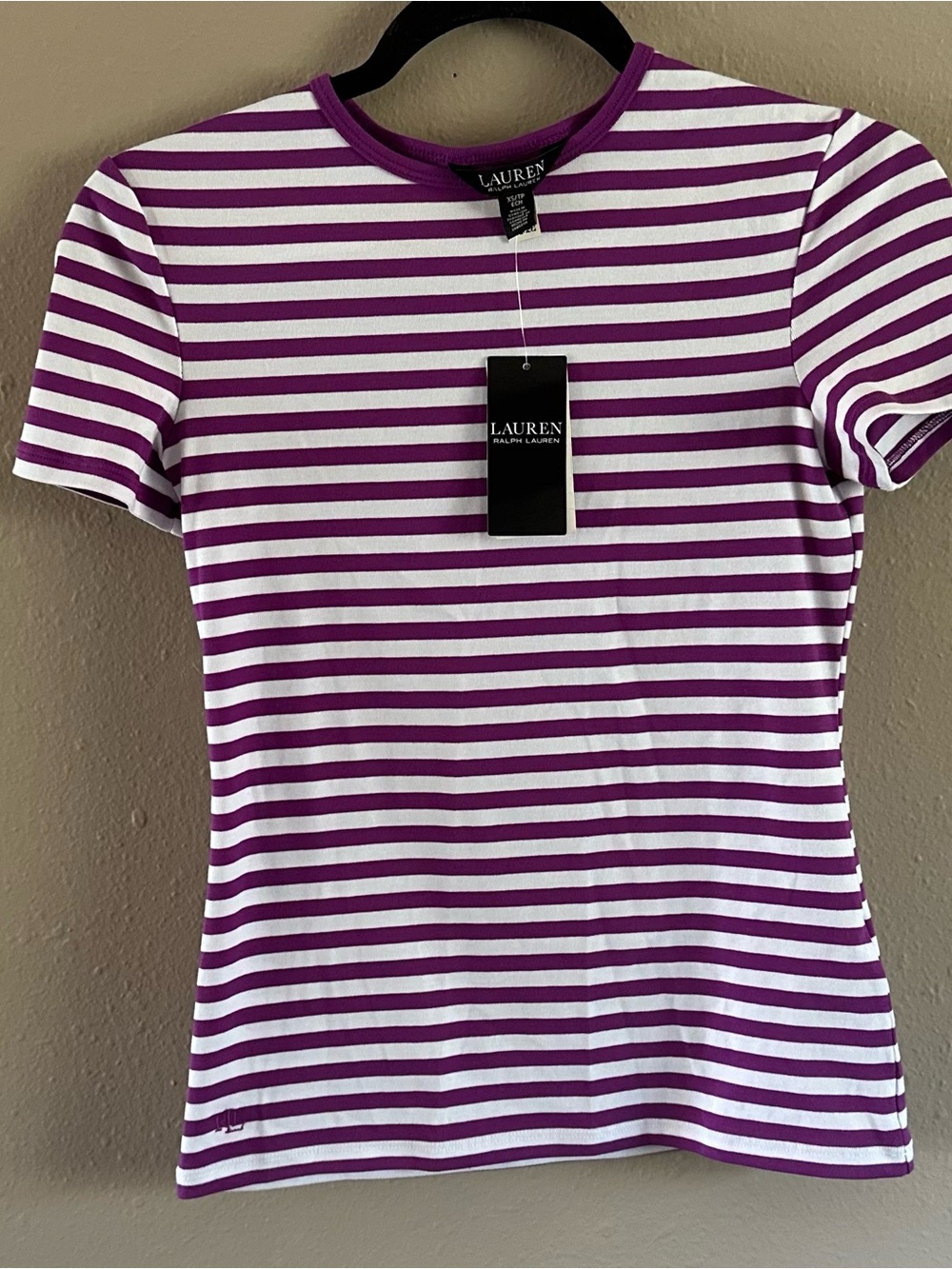 Ralph Lauren Purple & White Striped Crewneck Tee